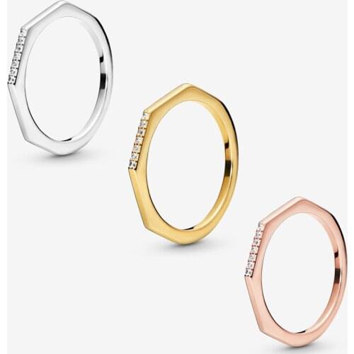 3 Design Options Clear CZ Women 925 Sterling Silver Jewelry Winter Christmas Halloween Body Multifaceted Shape Rings