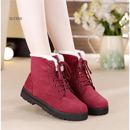 Snow boots 2019 classic heels suede women winter boots warm fur plush Insole ankle boots women shoes hot lace-up shoes woman