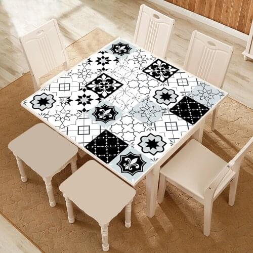 10pcs Gray Retro Pattern Matte Surface Tiles Sticker Transfers Covers for Kitchen Bathroom Tables Floor Hard-wearing Wall