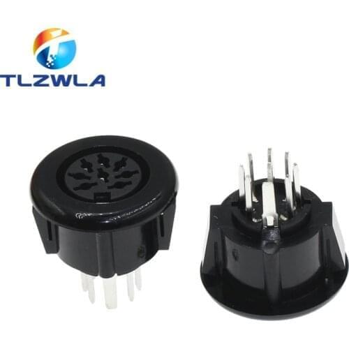 100pcs Din Socket 8 Position Female 8 Pin PCB Vertical Straight Through holes PCB SDS-J DS Power 2A 110V AC Circular Receptacle