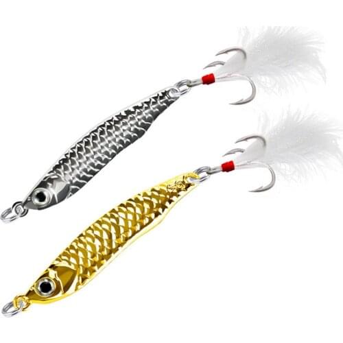 2pcs Fishing Lures Spoon Metal Bait Simulation Scale 7g-15g S-Type Three Hook Tackle Goods Full Water Layer Search YE0189