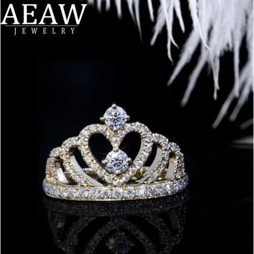 3mm Round Cut Moissanite Lab Diamond Ring 18k Yellow Gold Engagement Ring Crown D Color For Girl For Women Wedding Ring