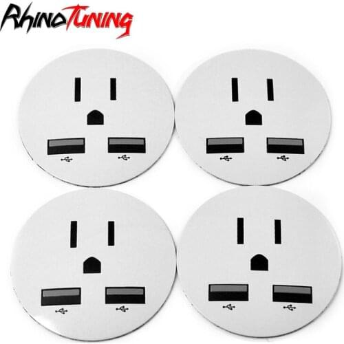 4pcs 57mm Car Wheel Center Hub Cap Sticker Socket Plug Usb Aluminum Curved Three-dimensional Pattern Label For Car Rims