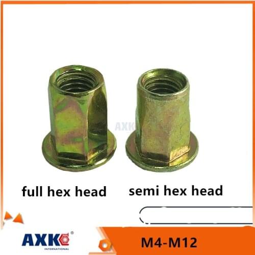 5/10/20pcs M4 M5 M6 M8 M10 M12 Carbon Steel Hex Hexagon Flat Head Binding Rivet Nut Insert Rivnut Nutsert Metric Thread