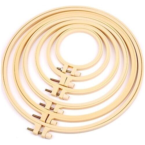 5 sizes plastic/Bamboo Frame Embroidery Hoop Ring set, DIY Needlecraft Cross Stitch Round Loop Hand Sewing Tools