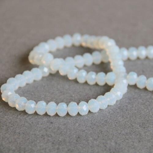 6*8mm Faceted white glass Crystal stones chalcedony beads loose 15" 2pc/lot DIY Jewelry making design wholesale