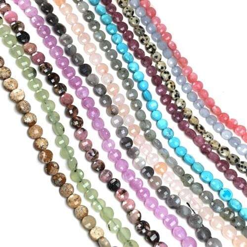Natural Stone Beads Coin Semi-precious Punch Loose Beads 6 mm For Jewelry Making DIY Necklace Bracelet Earrings Ring Accessory