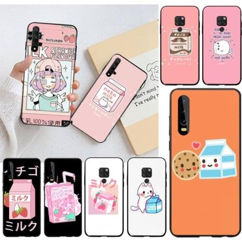 CUTEWANAN Cute Cat Milk Black Soft Shell Phone Case Capa for Huawei P40 P30 P20 lite Pro Mate 20 Pro P Smart 2019 prime