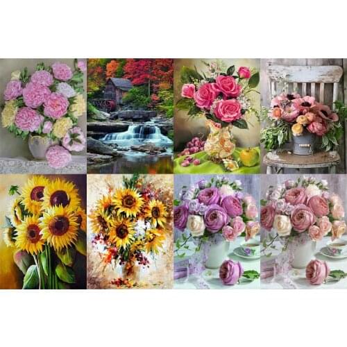 Decoración de pared interior 5D florero de diamantes cesta de flores con incrustaciones de pintura de bordado de diamantes