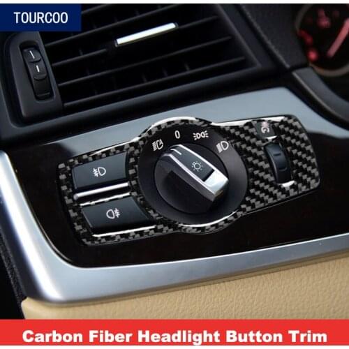 For BMW 5 Series F10/F07/F01/F25/F26 Headlight Switch Button Trim Cover Sticker Carbon Fiber Car Modification Accessories