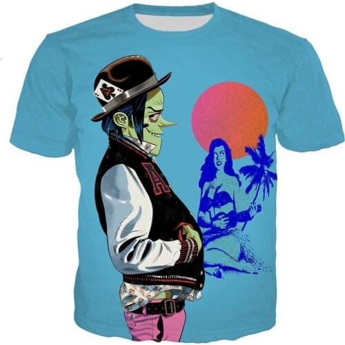 Music Band Gorillaz T Shirts Men/women Kawaii Girl Sino 3D Printing T-shirts Short Sleeve Harajuku Style Tshirt Streetwear Tops