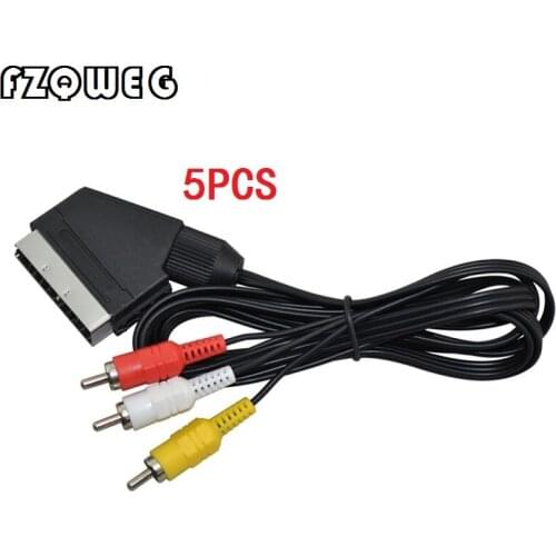 FZQWEG 5 PCS High Quality 1.8m/6Feet RGB Scart To 3 RCA Audio Video Cable for NES for FC