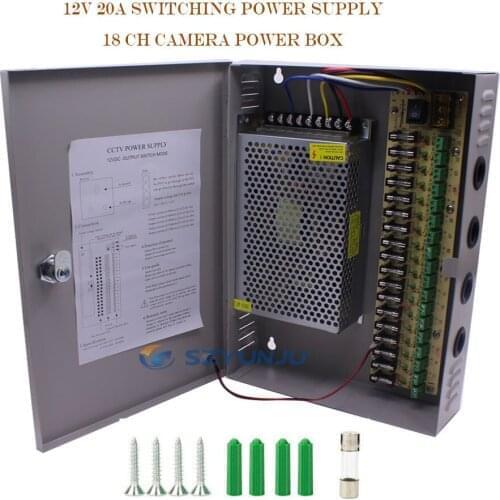 12V 20A switching power supply 18 ch camera power box led light monitoring dedicated power supply 110V or 220VAC