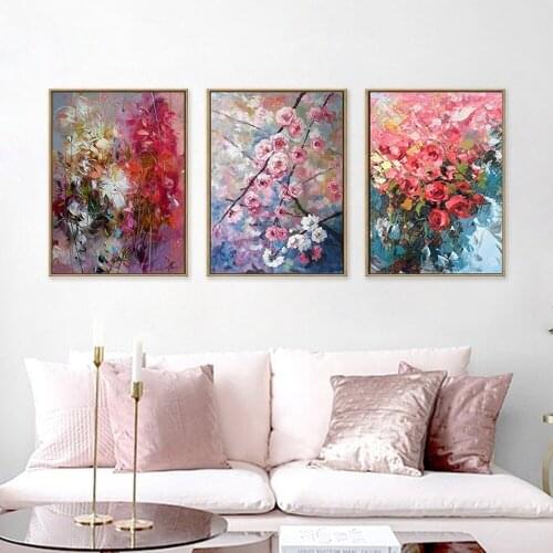 Bright and Colorful Flowers HD Print Canvas Oil Painting Simple Entrance Wall Art Pictures for Living Room Home Decor Posters