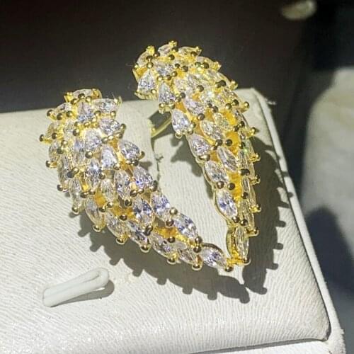 54pcs Marquise Cut 5A Zircon Sparkling Luxury Jewelry 925 Sterling Silver CZ Diamond Angle Wing Women Open Adjustable Ring Gift