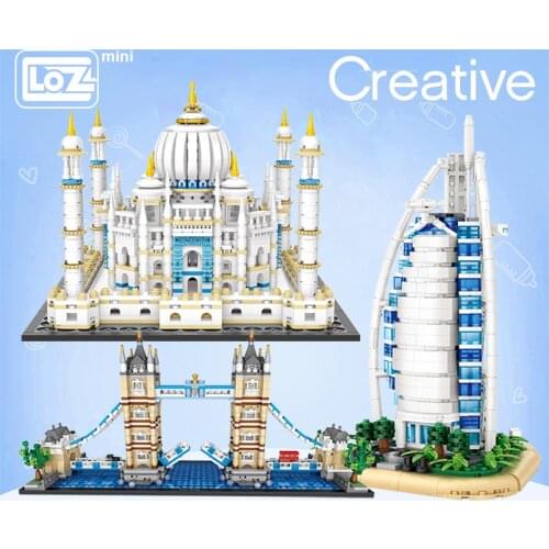 LOZ Mini Building Block Series London Tower Bridge Aegis Sailing Hotel Small Particle Assembly