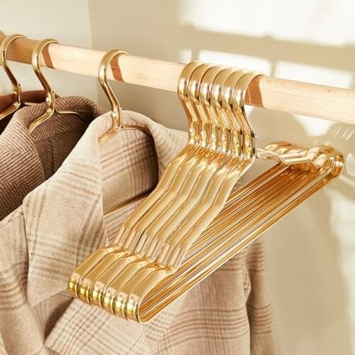 Space Aluminum Alloy Adult Clothes Hanger Household Drying Clothes Support Non-Slip Drying Rack Wardrobe Hanging Coat Hanger