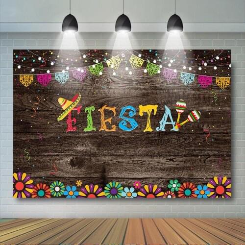 Mexican Fiesta Backdrop Vintage Wood Fiesta Party Background Mexican Dress-up Birthday Pool Event Fiesta Party Decoration