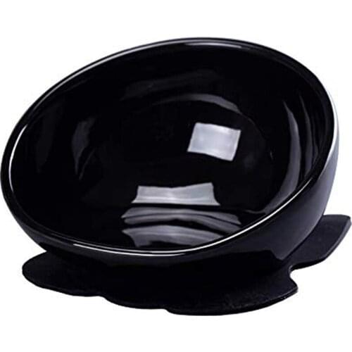 Dog Feeding Bowls,French Bulldog Yellow striped cat Ceramic Feeding Dishs For Cut Dog&Cat (Black)