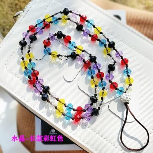 Fashion Beads Long Phone Lanyard Strap for iphone Samsung Huawei Xiaomi OPPO Vivo OnePlus Lanyard Necklace Keychains