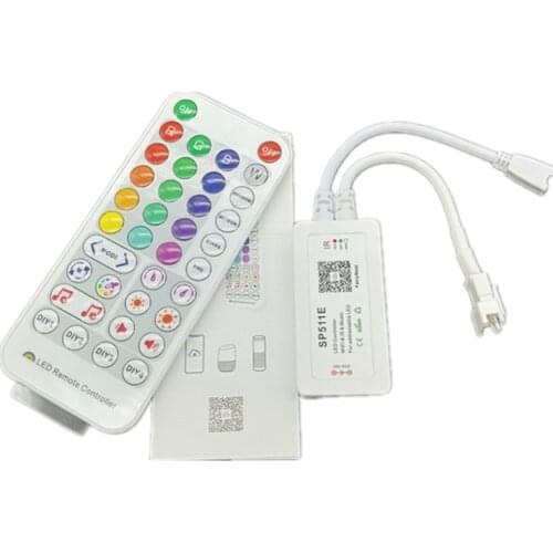 SP511E WiFi Music LED Controller For WS2812b WS2811 Addressable Pixel RGB LED Strip Dual Output Alexa Smart Voice APP Control