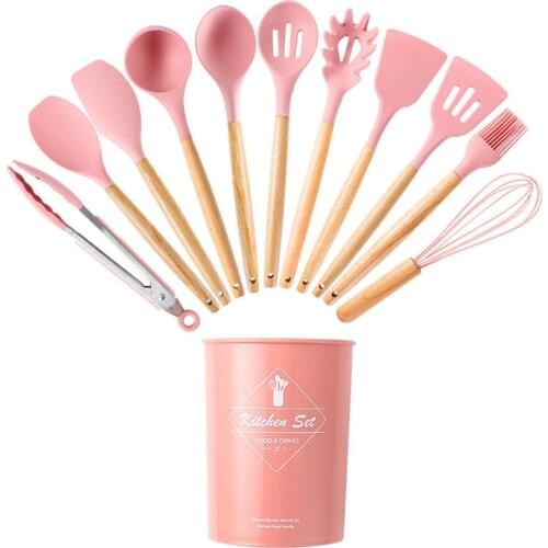 Schnesland Silicone Kitchen Tools Set with Spatula Turner Spoon Egg Whisk