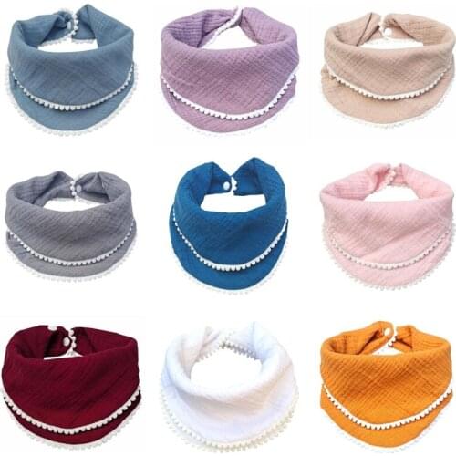 Newborn Baby Bibs Cotton Tassel Saliva Feeding Towel Double Layer Triangle Scarf