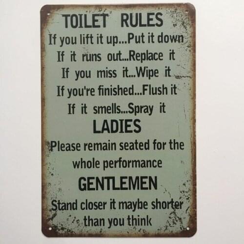 Bathroom retro regulations motorcycle oil car paint Tin Sign Poster Wall Art