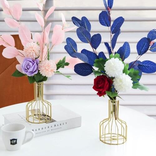 Nordic Simple Golden Electroplating Flower Creative Home Soft Glass Vase Arrangement Living Room Study Decorative Ornaments