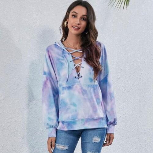 2021 Autumn Tie Dye Hoodie Sweatshirt Women Winter Bandage Gradient Hooded Sweatshirt Ladies Pocket Hoodies For Women
