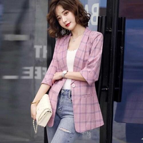 Casaco Feminino Ladies Suit Jacket Womens Large Size 3XL Blazer Vintage Plaid Early Spring Autumn Fashion Suits Coat Female