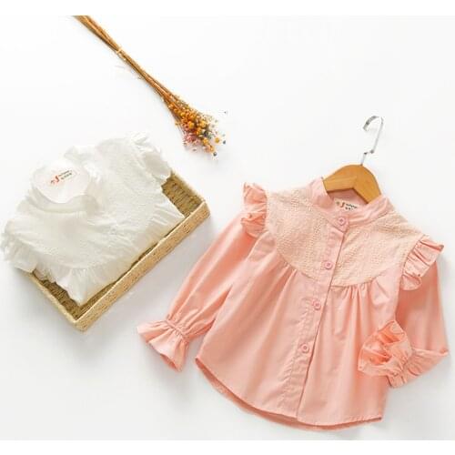 Girls long-sleeve shirt, pure cotton blouse, little girls princess shirt
