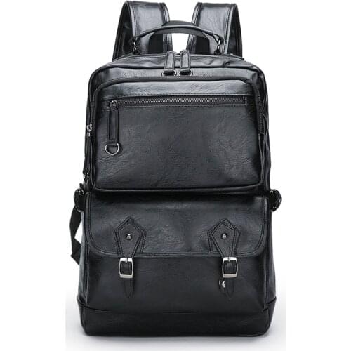 Men Leather Backpack Waterproof 15.6 Inch Laptop Backpack Men Leather Backpacks for Teenager Travel Casual Daypacks Mochila Male