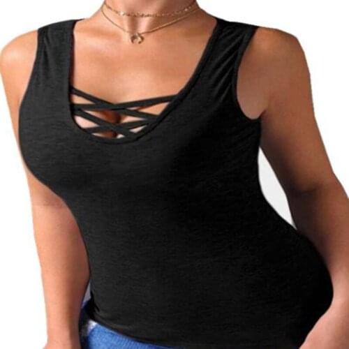 Sexy Tshirts Women Cross Bare Chest And Sleeveless T-shirt Summer Tops Tee Shirts For Women Night Club Wear Female T Shirt