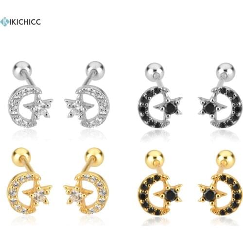 KIKICHICC 925 Sterling Silver 2021 Clear Zircon Moon Stud Earring Piericng Clips Luxury Rock Punk Party Gift Valentiens Jewelry
