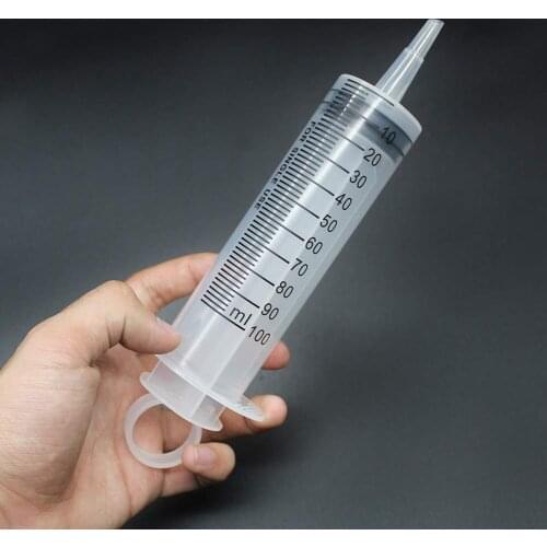 1Pc 100ml Plastic Syringe Large Capacity Syringe Transparent Reusable Sterile Measuring Injection Syringe Nutrient Hydroponics