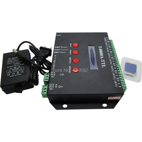 T-8000A-TTL T-8000A SD Card LED Pixel Controller 8 port off-line for WS2801 WS2811 HL1606 DMX512 WS2812 LED 5V