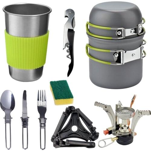 Can Accommodate 1-2 People Outdoor Cookware Portable Foldable Storage Camping Anti-stick Cookware and Anti-beaker Combination