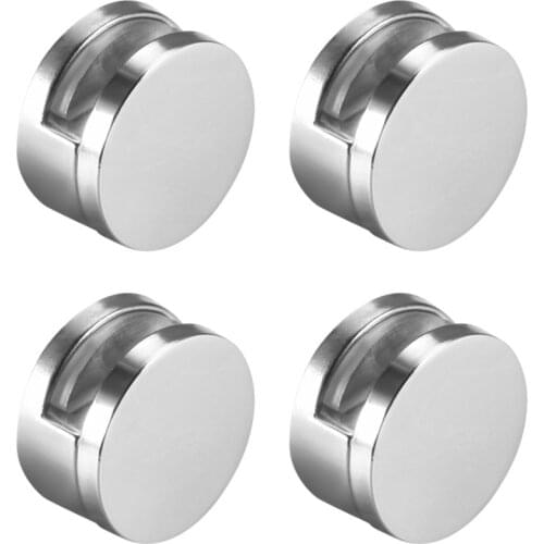 Uxcell 4pcs High Quality Round Glass Clips Clamps Mirror Clips Holder for 3-5mm 6-7mm Thick Mirror Bright Chrome Zinc Alloy