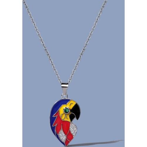 New Animal Parrot Pendant Handmade Enamel 925 Silver Necklace Enamel Glaze Color Ladies Jewelry Sweater Chain Women Jewelry