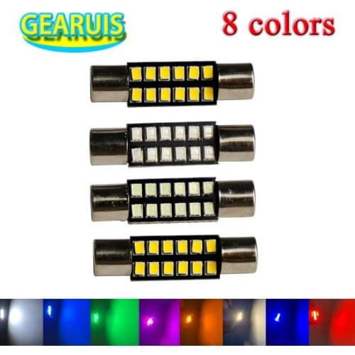 10pcs 8 colors AC 12V T6.3 Festoon Dome 28mm 31mm 12 SMD 2016 LED Car Vanity Mirror Light Sun Visor Lights White 12V