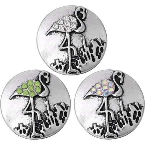 10pcs/lot New Arrival Rhinestone Swan 18mm Metal Snap Buttons Jewelry Fit 18mm Snap Bracelets Bangles Women Button Jewelry