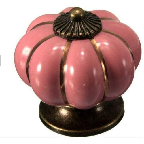 10pcs/lot New Color Pink Ceramic Door Cabinets Cupboard Pumpkins 40mm Knobs Handles Pull Drawer