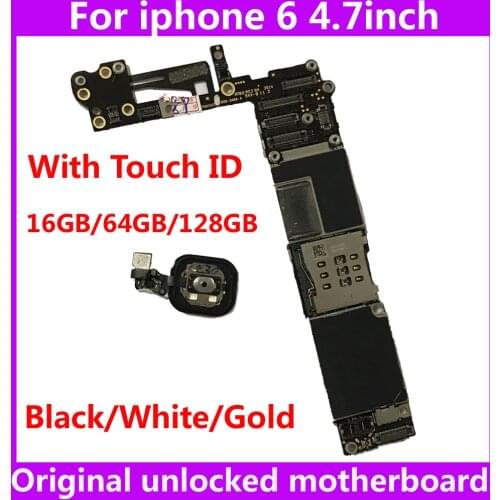 16GB 64GB 128GB Clean iCloud IOS System Logic Board Original motherboard with /without touch ID for iphone 6 unlocked mainboard