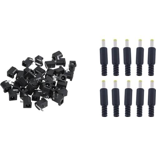 35PCS 2.1mmx5.5mm Barrel-Type PCB Mount DC Power Jacks Sockets DC-005 & 10x DC In-Line Plug Socket Jack Connector CNIM Hot