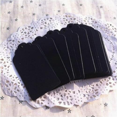 9*4.5cm Hot Sale Black Cardboard Square Flower Head Tags Clothes Decoration Accessories Hang Tag With Hemp Rope 300pcs/lot