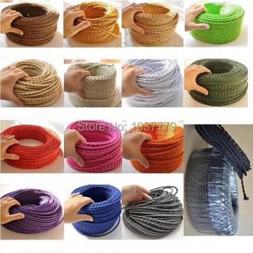 Free shipping to USA 2*0.75mm of 100meters colorful fabric wire lighting accessories edison bulb DIY pendant cloth cable