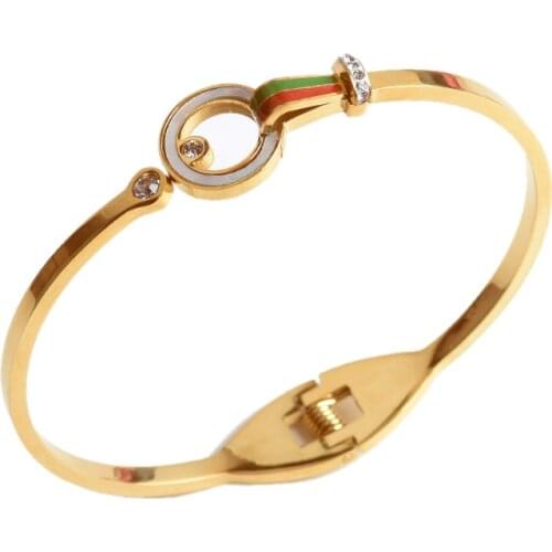 Luxury Crystal Spring Clasp Bangles Bracelets For Women Girls Stainless Steel Fashion Charming Bangle Bracelet Jewelry Gift