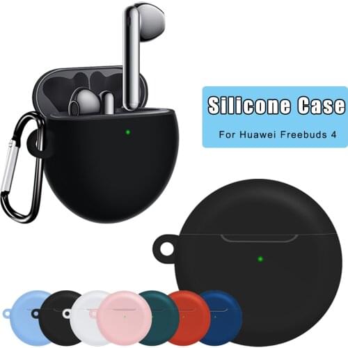 Earphone Case With Hook For Huawei Freebuds 4 Soft Silicone Cover Protector Shell For Freebuds 4 Wireless Bluetooth Headphone