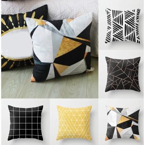 Geometric Cushion Cover Pillowcase Polyester Throw Pillow Case Bed Decorative Home Hotel Car Decorative Black Plaid Pillowcase